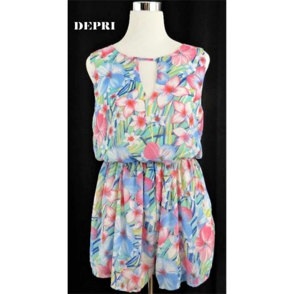 Depri Womens L Spring Floral 1-Piece Romper